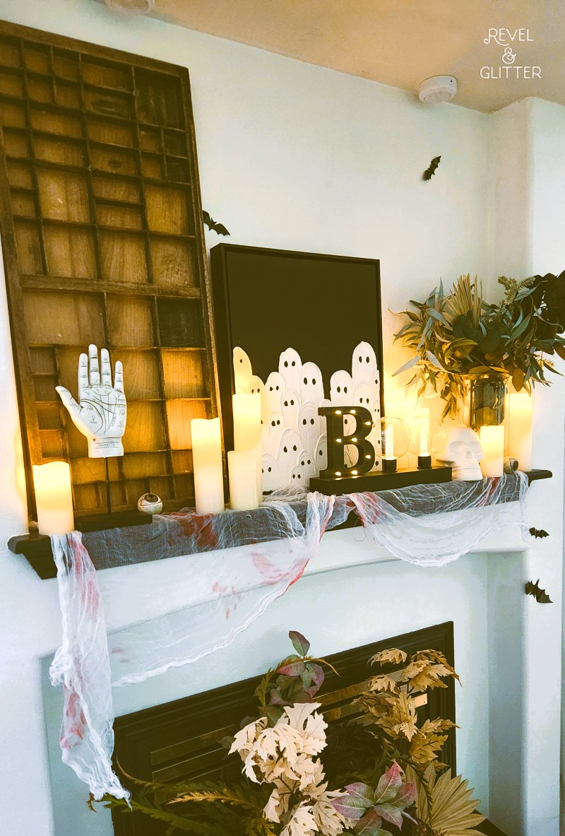 Halloween Decor Ideas with a Modern Touch; Halloween decor on a mantel